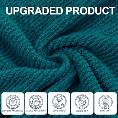 VOOVA & MOVAS Towels Set for Bathroom, 100% Cotton | Quick Dry | Soft | Thick, 3 Piece Towel Set, 1 Large Bath 30" x 56", 1 Hand 18" x 28", 1 Wash Cloth 13" x 13", Bathroom Essentials, Deep Turquoise - color: Deep Turquoise, size: 3 PC Bathroom Towel Set
