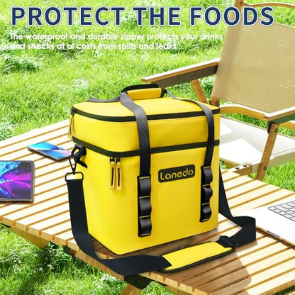 Lisa Lunch Soft Cooler 20/36 Can, Insulated Bag Portable Ice Chest Box for Lunch, Beach, Drink, Beverage, Travel, Camping, Picnic, Car, Trips, Cooler Leak-Proof - color: 20 can yellow