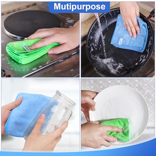 12Pcs Premium Microfiber Cleaning Cloth, Highly Absorbent Household Cleaning Supplies - for Kitchen Towels, Dish Cloths, Dust Rag