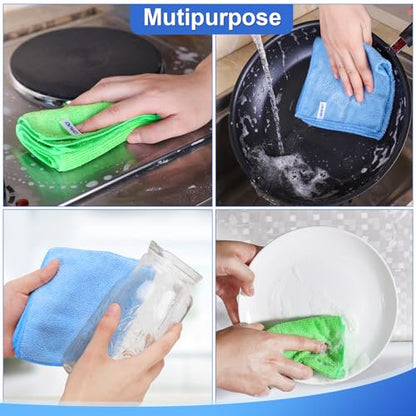 12Pcs Premium Microfiber Cleaning Cloth, Highly Absorbent Household Cleaning Supplies - for Kitchen Towels, Dish Cloths, Dust Rag