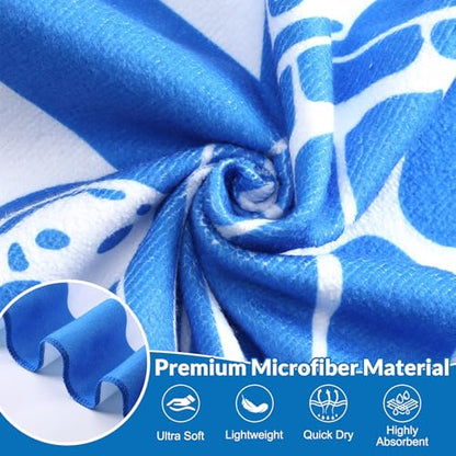 Frienda 4 Pack Microfiber Oversized Lightweight Beach Towel 71x32 in for Women Men Microfiber Quick Dry Sand Free Ocean Coastal Towels for Beach Pool Travel (Blue and White Stripes) - style: Blue and White Stripes