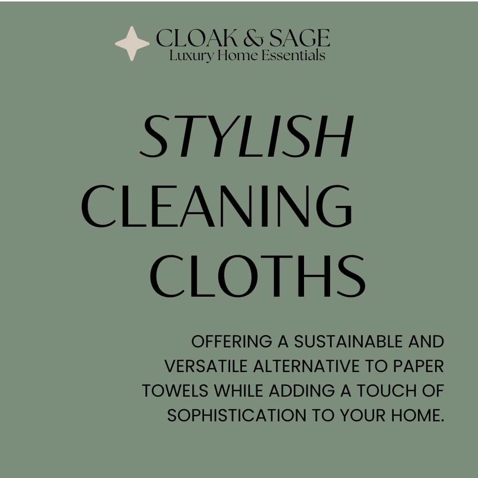 Microfiber Cleaning Cloths 13x13 – Lint-Free, Streak-Free Reusable Towels for Kitchen, Glass, Bathroom & Car | Cloak & Sage - color: Sage
