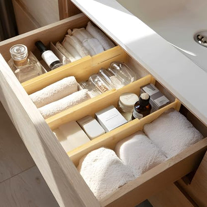 VaeFae 6 Pack Bamboo Drawer Dividers, 4" High Adjustable 11.9-17.1" Clothes Drawer Organizers, Expandable Separators for Bedroom/Bathroom/Kitchen/Office Storage - size: 4''H, 11.9''-17.1''L, 6 Pack