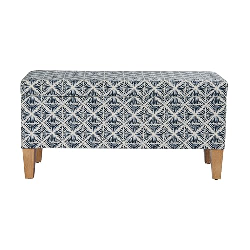 HomePop 36" Decorative Storage Bench - Blue Geometric Pattern - color: Blue Geometric Pattern