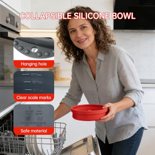 3Pcs Silicone Bowl Liners with Lids for KitchenAid 5QT Tilt‑Head Stand Mixer, Collapsible Thick Food‑Grade Mixing Bowl Insert, Heat Resistant, Non‑Stick, Dishwasher Safe Reusable Mixer Accessories