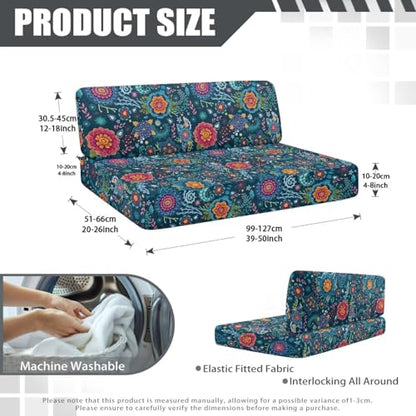 Rv Bench Seat Covers for Dinette - Rv Couch Cover Replacement for Rv Camper Dark Blue Bohemia Flower Rv Accessories Rv Replacement Furniture Sofa Chair Cover - color: Dark Blue Bohemia Flower