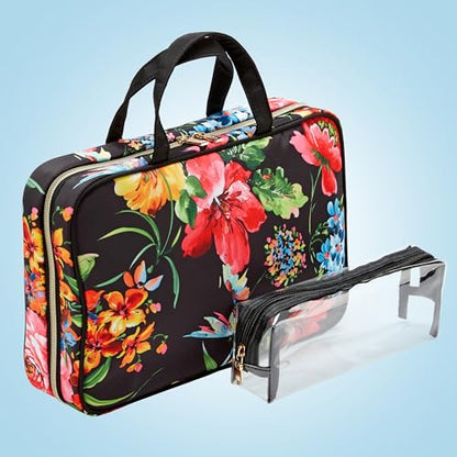Conair Travel Toiletry Bag - Makeup Bag - Cosmetic Bag -Travel Makeup Bag - color: Black Floral