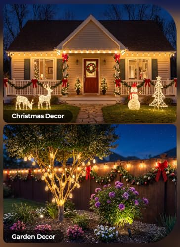 Brightown 52FT Solar String Lights Outdoor Waterproof, Patio Lights with Remote & Timer, USB/Solar Powered Dimmable Outdoor Lights, 15+1 LED Bulbs for Backyard Garden Camping Party - 26Hrs Runtime - size: 52FT(15 Sockets)