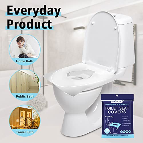 SFOPORD XL 100PCS Toilet Seat Covers Disposable - Flushable Paper Toilet Seat Cover is Travel Accessories, Travel Essentials for Public Restrooms, Airplane, Campin