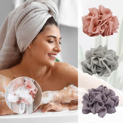 3 Pcs Soap Bar Loofah, 2 in 1 Bar Soap Loofah Pouch Can Hold Soap Effective Exfoliation for Bathing (Khaki + Coffee + Pink) - style: khaki, coffee and pink