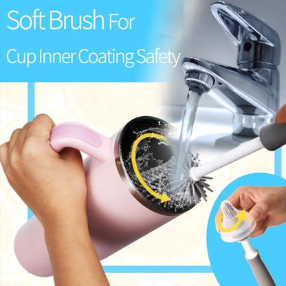 8Pcs Water Bottle Cleaner Brush Compatible with Stanley, Multipurpose Brush Cleaner Kit with Nylon Straw Brush 4 in 1 Bottle Gap Cleaner and Silicone Cup Cleaners - color: Gray