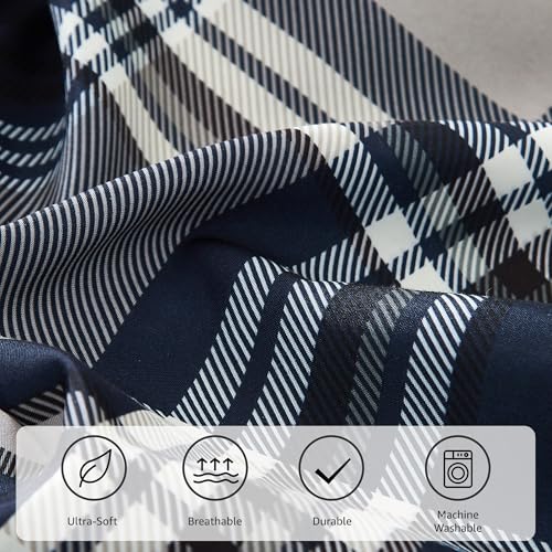 MaiRêve Queen Size Comforter Set Navy Blue, Classic Plaid Farmhouse 7 Pieces Bedding Set, All Season Lightweight Bed in a Bag with Sheets, Pillowcases & Shams - color: Navy Blue, size: Queen