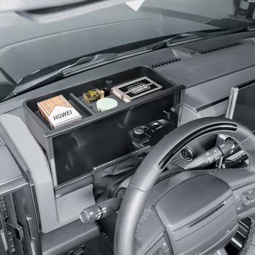 HGWEI Dash Storage Box Compatible with 2022-2025 GMC Hummer EV Pickup/SUV Interior Accessories, Center Console Dashboard Organizer Tray Mount Holder 12.3" Car Speed Dashboard (Behind Steering Wheel)