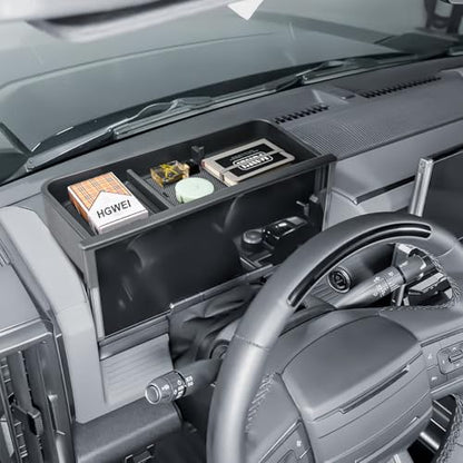HGWEI Dash Storage Box Compatible with 2022-2025 GMC Hummer EV Pickup/SUV Interior Accessories, Center Console Dashboard Organizer Tray Mount Holder 12.3" Car Speed Dashboard (Behind Steering Wheel)