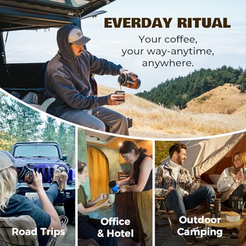 STOKE VOLTAICS Electric French Press Coffee Maker, 120V Boil Water & Press Coffee 2-in-1, Portable Design for Camping, Travel, 6 Minute Brew Ready - color: Glacier