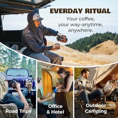 STOKE VOLTAICS Electric French Press Coffee Maker, 120V Boil Water & Press Coffee 2-in-1, Portable Design for Camping, Travel, 6 Minute Brew Ready - color: Camouflage