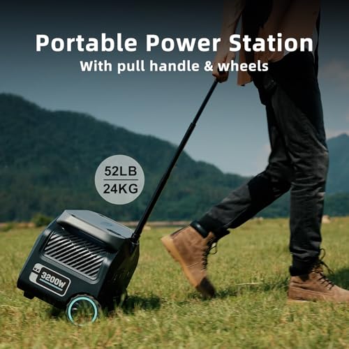 IEE 3200W Portable Power Station, 2048Wh Solar Generator 1800W AC Charging & 1000W Solar Charging LiFePO4 Battery Generator for Home Backup, Camping, RV, Emergencies