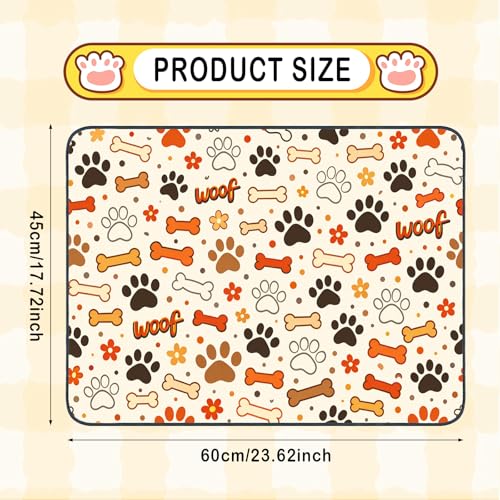 Nuxovilar Pet Food Mat Dog Supplies Woof-Printed Polyester (23.62×17.71 inches) Bowl Water Spill Pad Feeding Gear for Kitchen, Pantry, Pet Space - color: YE06001