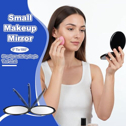Lusofie 1X / 20X Small Magnifying Mirror Black Portable Travel Magnifying Mirror Round Small Pocket Mirrors for Men Women 3 Inch
