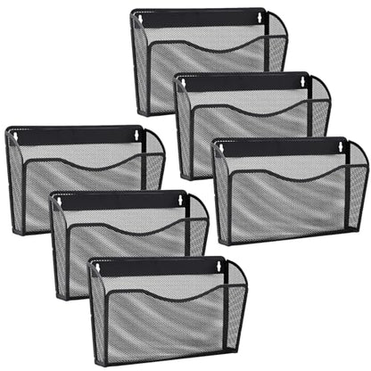 Gawerk 6 Pack Wall File Organizer, Mesh Wall File Pocket Mail Organizer Hanging Metal Vertical Wall Mounted File Holder for Office/Home - size: 6 Pack Wall Mounted