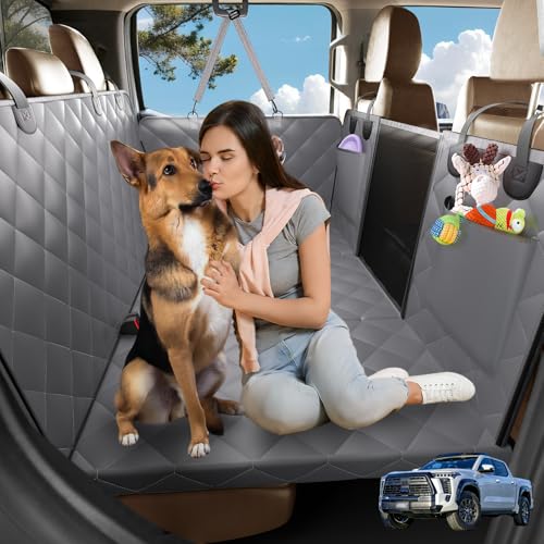 Truck Dog Seat Cover Back Seat, Hard Bottom Dog Hammock for Car, Waterproof XL Large Soft Pet Extender Travel Bed Supports 400lbs, Durable Platform Protector Full Size Crew Cab Rear Seat - color: Grey, size: XL - Full-Size Crew Cab Trucks