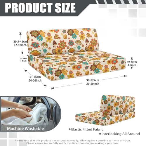 Fall Mushroom Floral RV Dinette Cushion Slipcovers Stretch Camper Booth Seats Replacement Cover RV Sofa Furniture Protector-Bench & Backrest Covers, 2Sets - color: Fall Mushroom Floral
