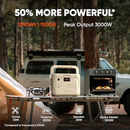 Jackery Explorer 1000 v2 Portable Power Station with Size M Carrying Case, 1070Wh LiFePO4 Battery, 1500W AC Output, 1 Hr Fast Charge, for Camping, Road Trips, Emergency (Dune White) - style: E1000v2+Carrying Bag(Dune White)