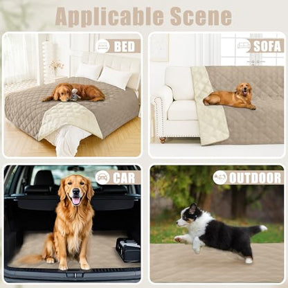 Smiry Waterproof Dog Bed Cover Blanket 82x102, Soft Reversible Pet Blanket, Washable Leakproof Cats Dogs Couch Cover for Sofa, Couch, Furniture, Taupe/Beige - color: Taupe/Beige, size: 82x102 Inch