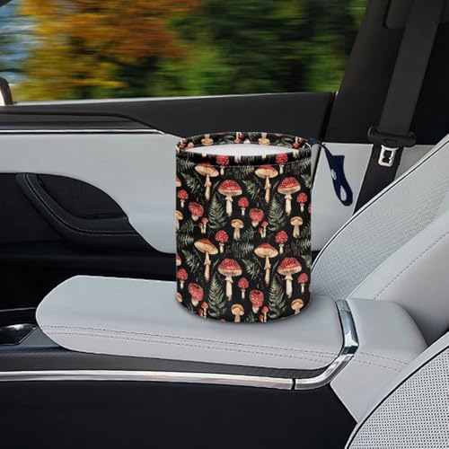 Renewold Waterproof Car Trash Can Garbage Can Trash Bin Car Trash Hanging Vehicles Boat Camping Picnic Storage Organizer Bag Red Mushroom Leaves Foldable Automotive Accessories Women Men Gift - color: Red Mushroom Leaves