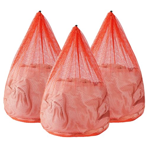 3Pcs Mesh Laundry Bags Washing Machine Mesh Wash Bags Jumbo for Delicates Clothes,Bed Linen,Toys with Drawstring Closure Sturdy(3 XXLarge 28 x 26 Inches, Orange) - color: Orange, size: Jumbo 3 pcs