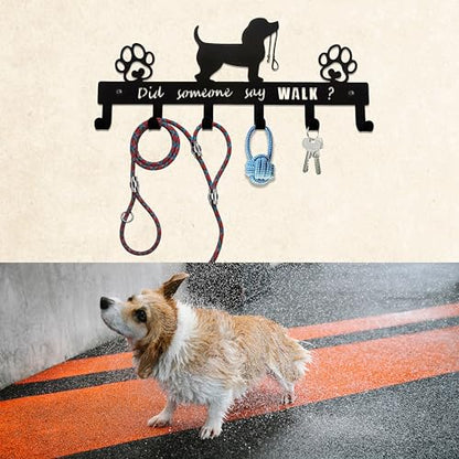 Dog Leash Holder for Wall, Key Holder Wall Mount with Did Someone Say Walk - Dog Stuff Storage Organizer Key Organizer Wall for Living-Room Entryway