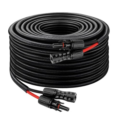 XRDS -RF Solar Cable 30FT, 8AWG Solar Extension Cable with Male & Female Solar Connectors, Flame-Retardant Protective Sleeving Solar Panel Cable, Weatherproof PV Wire for Solar Panel Connection - size: 8AWG 30FT