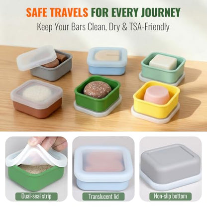 AIMAIAIMAI Shampoo Bar Travel Case Compatible with Kitsch, Leakproof Silicone Small Travel Soap Case with Draining Pad, Portable Soap Container for Gym & Camping, 1 Pack (Gray) - color: Gray