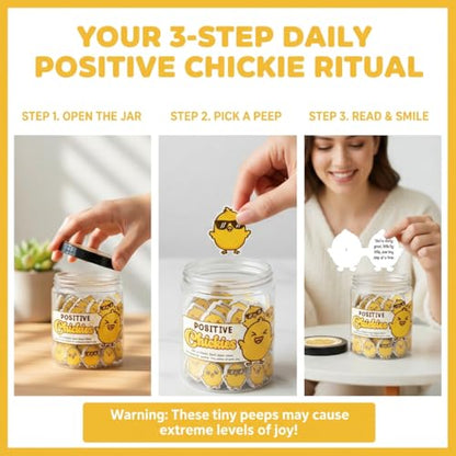 DEARMINE 60 Positive Chick Jar, Affirmation Cards for Women, Teens, Emotional Support Chickies, Chickies Gift, Chicken Gifts for Women, Funny Chicken Lady Stuff Gift - color: Positive Chickies