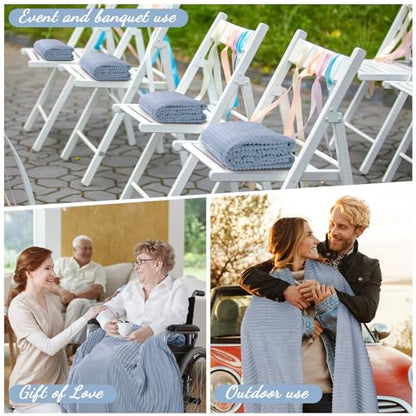 Buryeah 6 Pcs Flannel Throw Blanket Bulk 50 x 60 in Sleepover Blanket Outdoor Wedding Throw Lightweight, Oeko-tex Standard 100 Certified for Sofa Homeless Gifts (Dusty Blue) - color: Dusty Blue