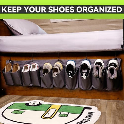 RVMATE RV Shoe Storage Organizer - Hanging Bedside Pockets for Shoes, Boots, and Accessories - Grey, 10 Pockets