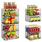 4 Pack Stackable Wire Baskets for Pantry Organizers and Storage, Pantry Baskets with Fixed Wooden Top, Fruit and Vegetable Storage Bins for Organizing Onion Potato Snack for Kitchen Cabinet/Countertop