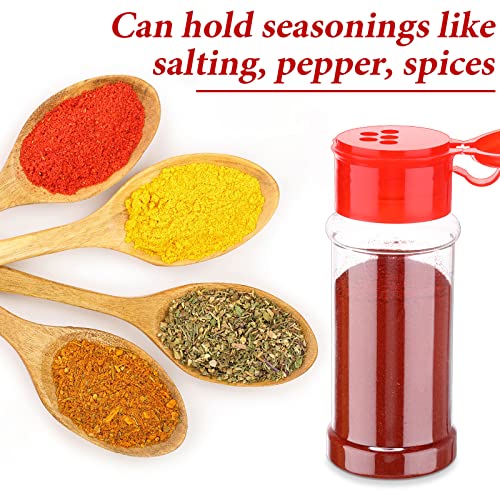 Amyhill 100 Pcs Plastic Spice Bottles Spice Jars Seasoning Jars Shaker Plastic Jars 3.3 Oz/ 100ml Seasoning Shaker with Shaker Lids(Red Lid) - color: Red Lid