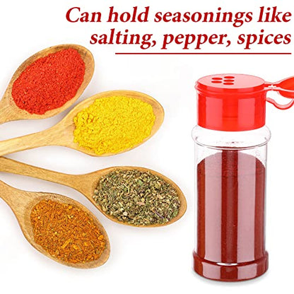 Amyhill 100 Pcs Plastic Spice Bottles Spice Jars Seasoning Jars Shaker Plastic Jars 3.3 Oz/ 100ml Seasoning Shaker with Shaker Lids(Red Lid) - color: Red Lid