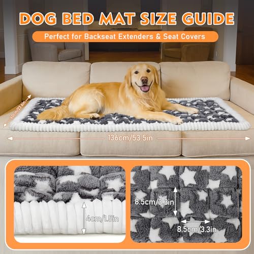 Backseat Dog Bed Mat for Car, Non-Slip Scratch-Resistant Dog Car Seat Cover, Soft Thick Pet Travel Cushion, Washable Back Seat Protector Blanket for Cars SUVs Trucks, 53 x 24 Inches - color: Grey Star Pattern