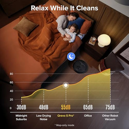 roborock Qrevo S Pro Robot Vacuum and Mop, 18,500Pa Suction, Multifunctional Dock with 167℉ Mop Self-Cleaning, Smart Obstacle Avoidance, Anti-Tangle Brush, Liftable Spinning Mop, Black - color: Black