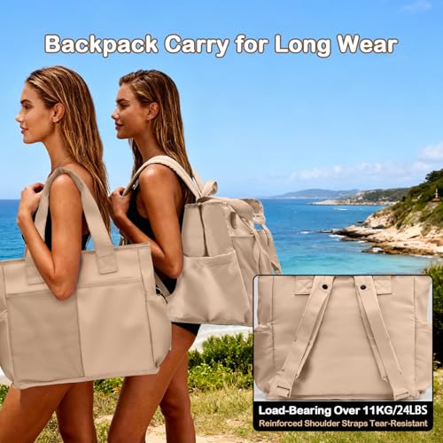 Odoland Soft Cooler Bag – Leakproof Insulated, Collapsible for Beach, Camping - color: Khaki