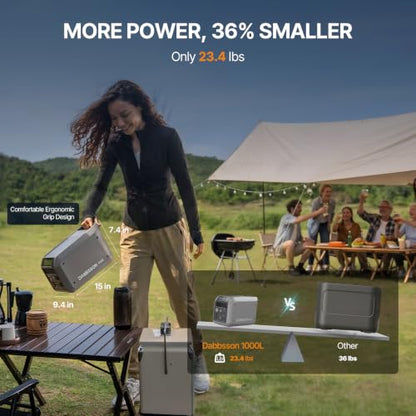 Dabbsson 1008Wh Solar Generator, Semi-Solid LiFePO4, 1200W AC Output/100W USB-C, 1600W Power Boost, 1.3X Longer Runtime, 0-80% in 50 Min, 1000L Portable Power Station for Home Backup/Camping/RV - style: 1000L