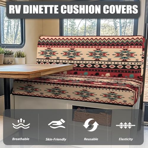 South Western RV Dinette Cushion Covers Booth Set Aztec Ethnic Tribal Horse RV Seat Covers Couch Cover 2 Cushion Sofa Camper Cushion Covers Washable Slipcovers Replacement - color: Aztec Ethnic Tribal Horse