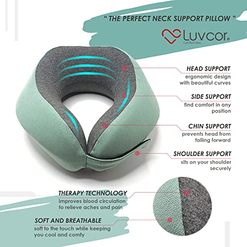 Premium Quality Memory Foam Travel Neck Pillow Bundle - Best Ergonomic Pillow for Airplane Travel, car Ride, Sleeping. Comes with Eye mask, earplugs and Storage Bag. (Imperial Green) - color: Imperial Green