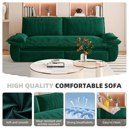 KEIKI 73.2" Pull Out Sofa Bed Queen, 3-in-1 Convertible Sleeper Couch with Smooth Rolling Wheels, Velvet Futon Sofa Bed for Guest Room Bedroom Overnight Sleeping Space Saving Couch - color: Green, size: 73.2 Inch Queen
