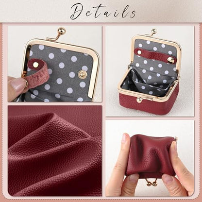 Zivyes Mini Jewelry Box Travel Small Coin Purse Organizer Case Genuine Leather Tiny Size (red 2.9 inches long) - color: Red-Standard