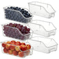 6 Packs Clear Freezer Organizers and Storage Bins with Handle, Stackable Storage Bins Open Front Pantry Bins for Storage and Organization for Bathroom Kitchen Refrigerator Pantry