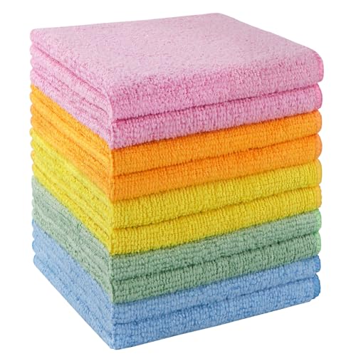 UNIMADE Washcloths Bulk 10 Pack Face Towels (12" x 12"), Highly Soft Wash Cloths and Hand Towels, Fast Drying Multi-Purpose Microfiber Cleansing Cloths for Bathroom, Hotel, Spa, and Salon-Multicolor - color: Multicolor, size: 10Pack