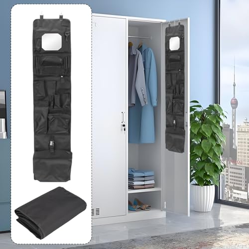 Police Style Hanging Closet, 52 x 11 Inches Shelf Hanging Work Locker Organizer, 600D Oxford Cloth Door Locker Organization for Police Security Law Enforcement